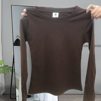 Slim-fit pure long-sleeved base shirt for women