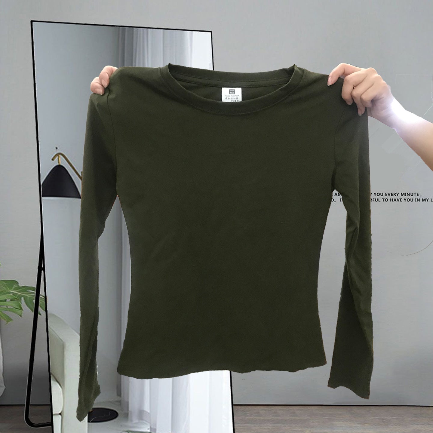 Slim-fit pure long-sleeved base shirt for women
