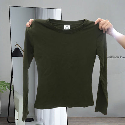 Slim-fit pure long-sleeved base shirt for women