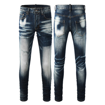 Slim Fit Ripped Patchwork Denim Pants