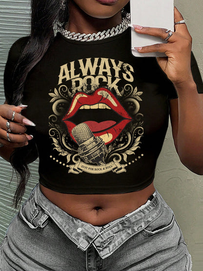 Slim-fit Street Hip-hop Crop T-shirt