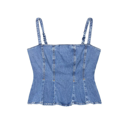 Slim Fit Suspender Denim Top