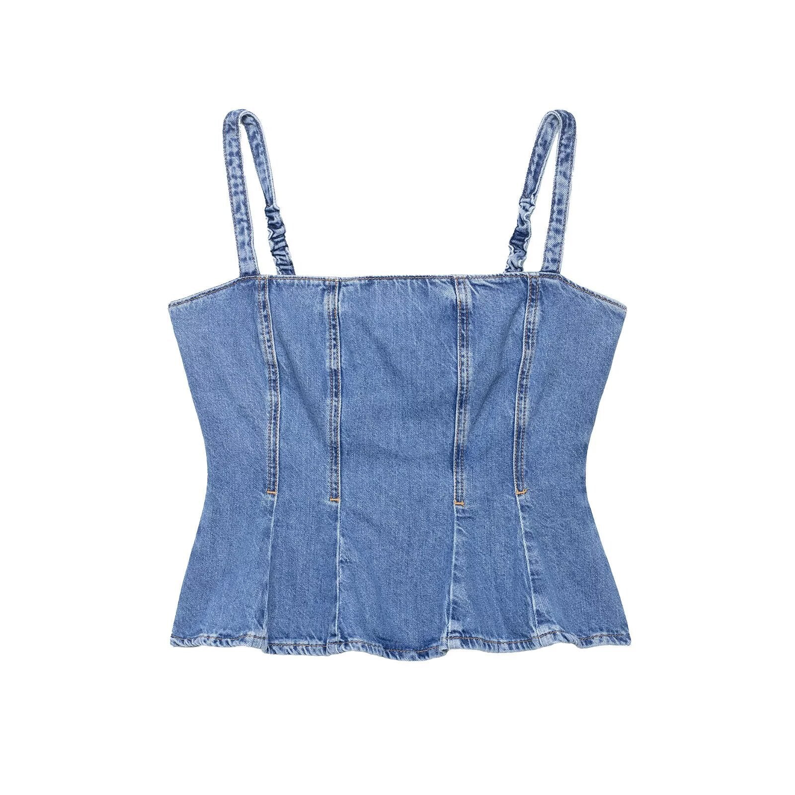 Slim Fit Suspender Denim Top
