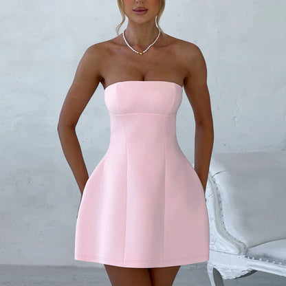 Slim Fit Tube Top A-Line Dress