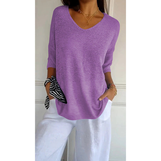 Slim Fit V-Neck Knitted Sweater