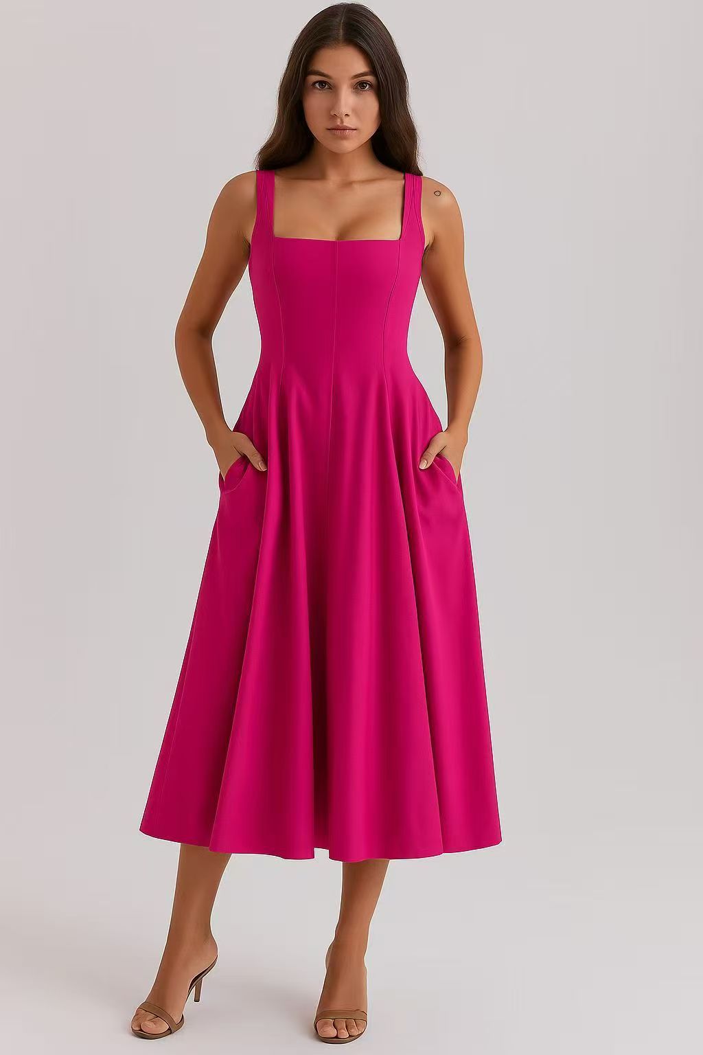 Slim high waist long dress