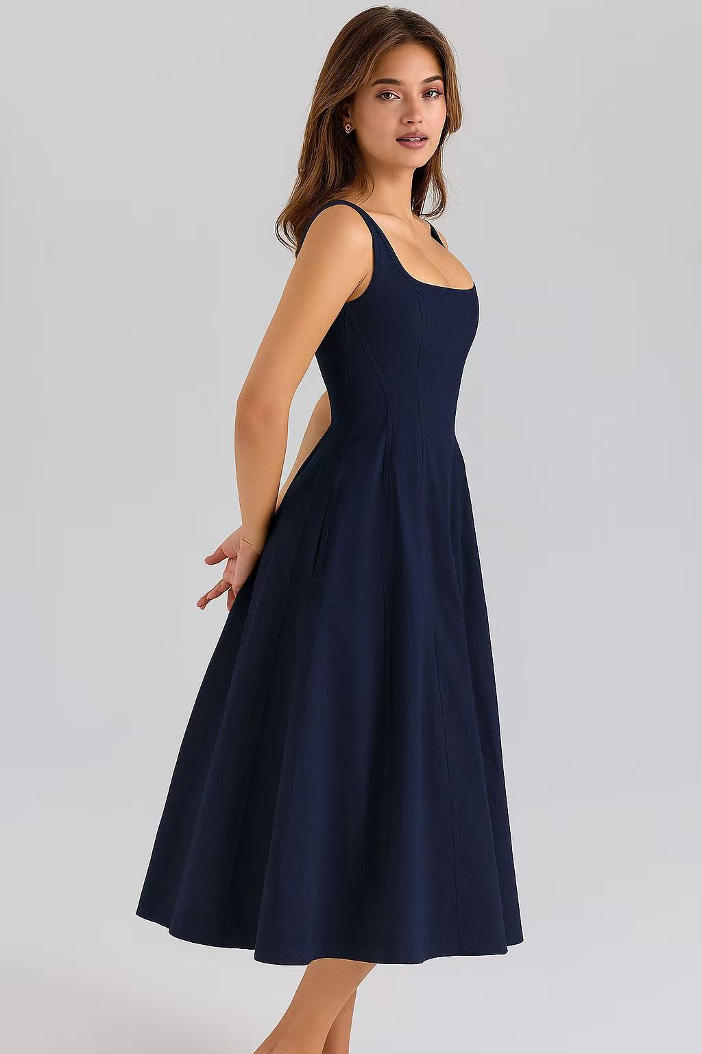 Slim high waist long dress