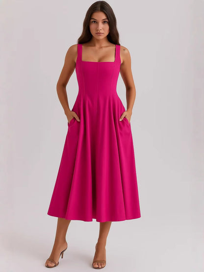 Slim high waist long dress