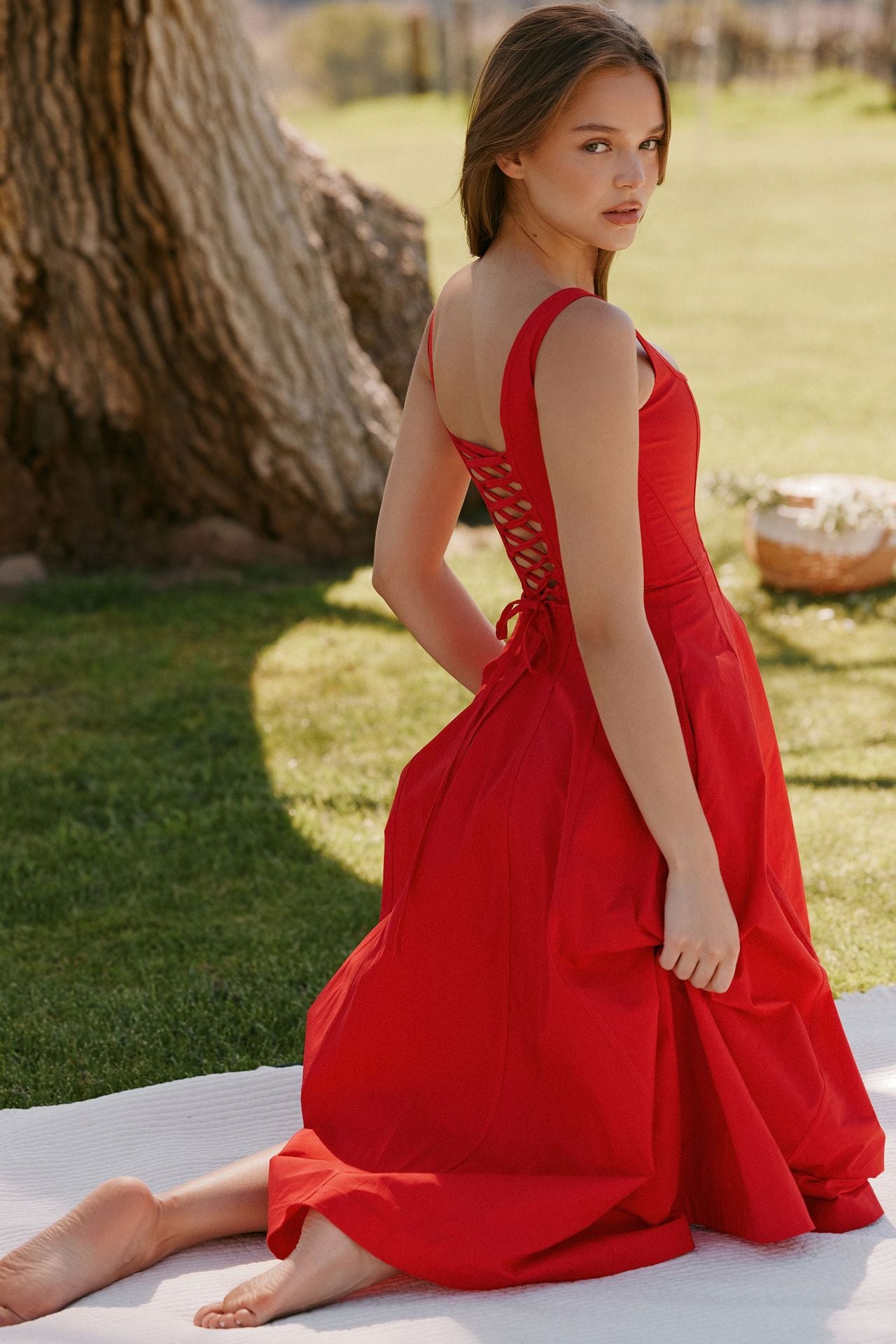 Slim high waist long dress