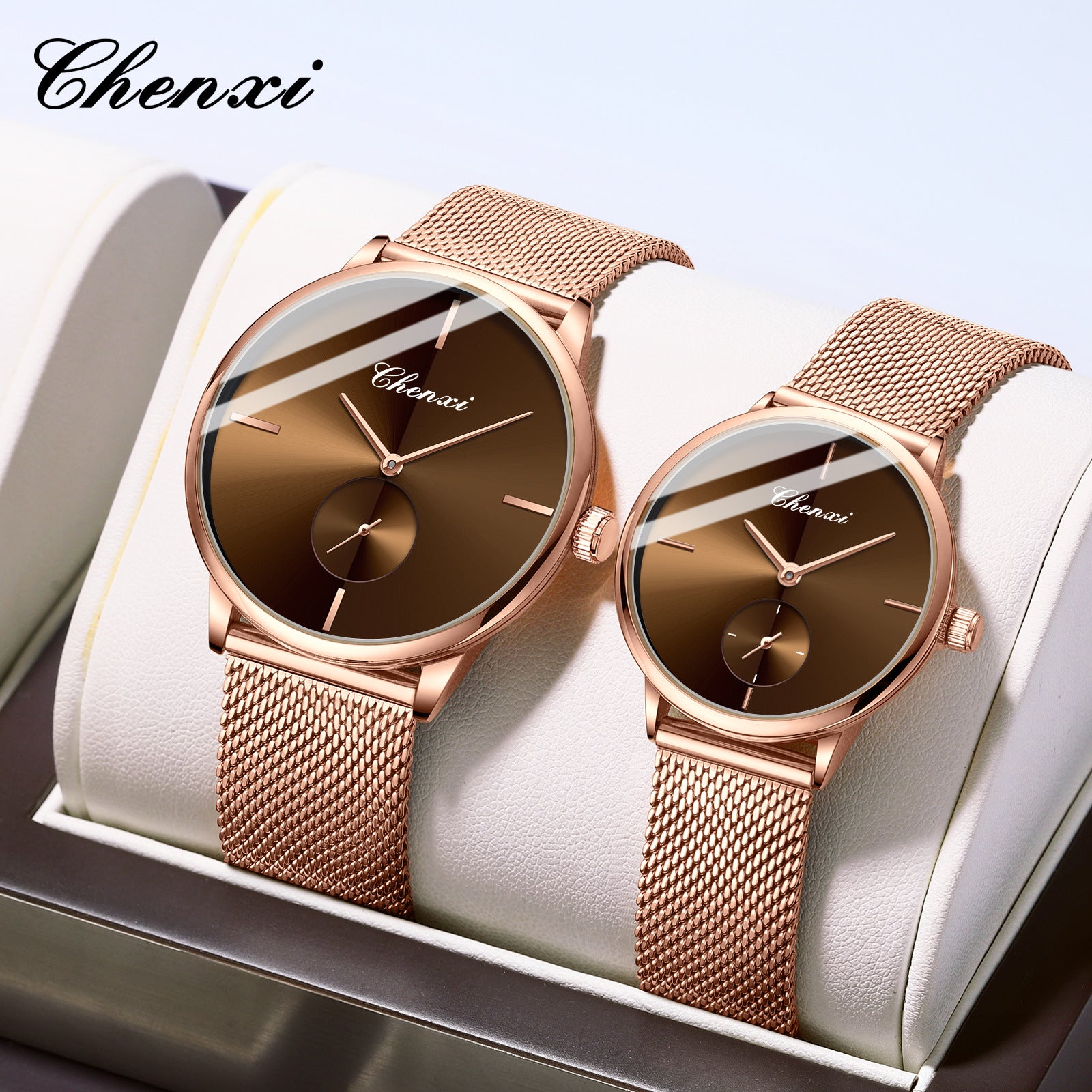 Slim Steel Mesh Quartz Watch for Couples