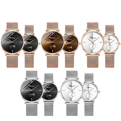 Slim Steel Mesh Quartz Watch for Couples