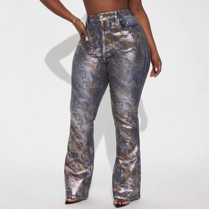 Slim stretch jeans printed set