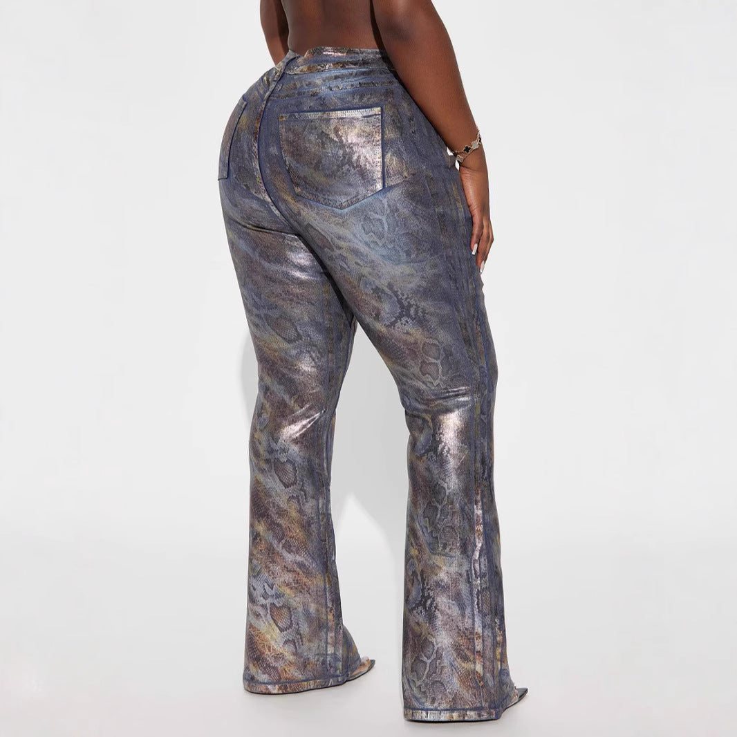 Slim stretch jeans printed set