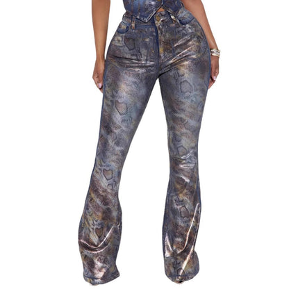Slim stretch jeans printed set