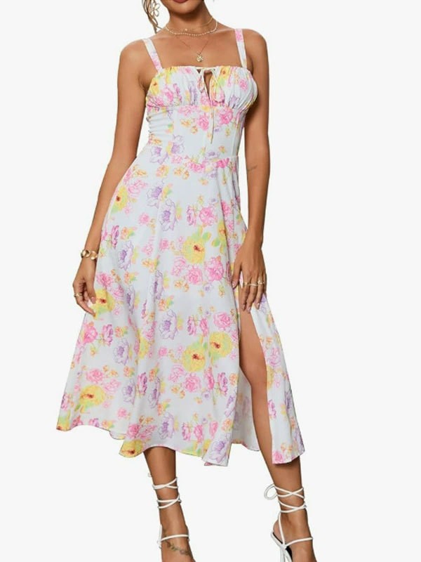 Slimming Fishbone Drawstring Strap Dress