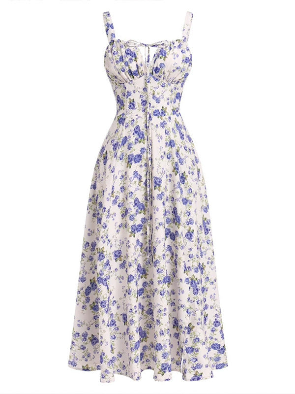 Slimming Fishbone Strap Dress with Side Slit