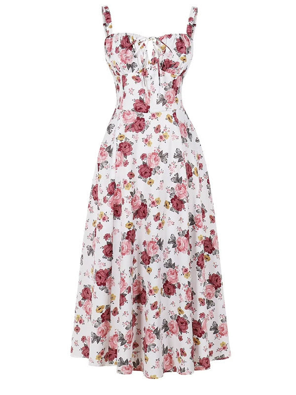 Slimming Fishbone Strap Dress with Side Slit
