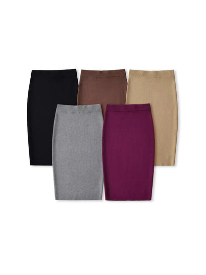 Slimming knitted midi skirt