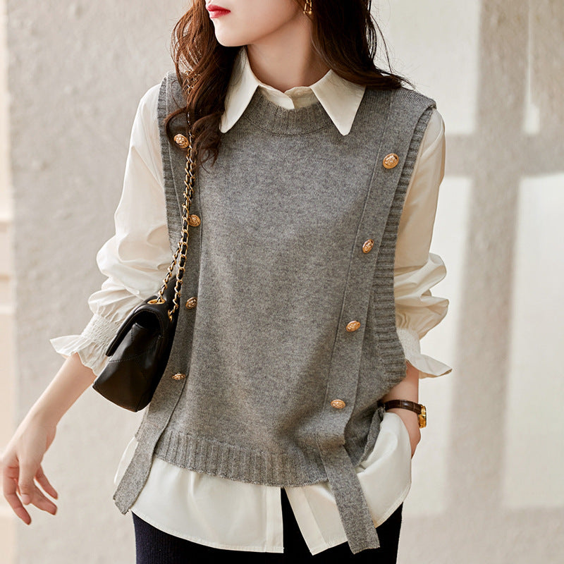Slimming Look and Age-Reducing Knitted Vest Top