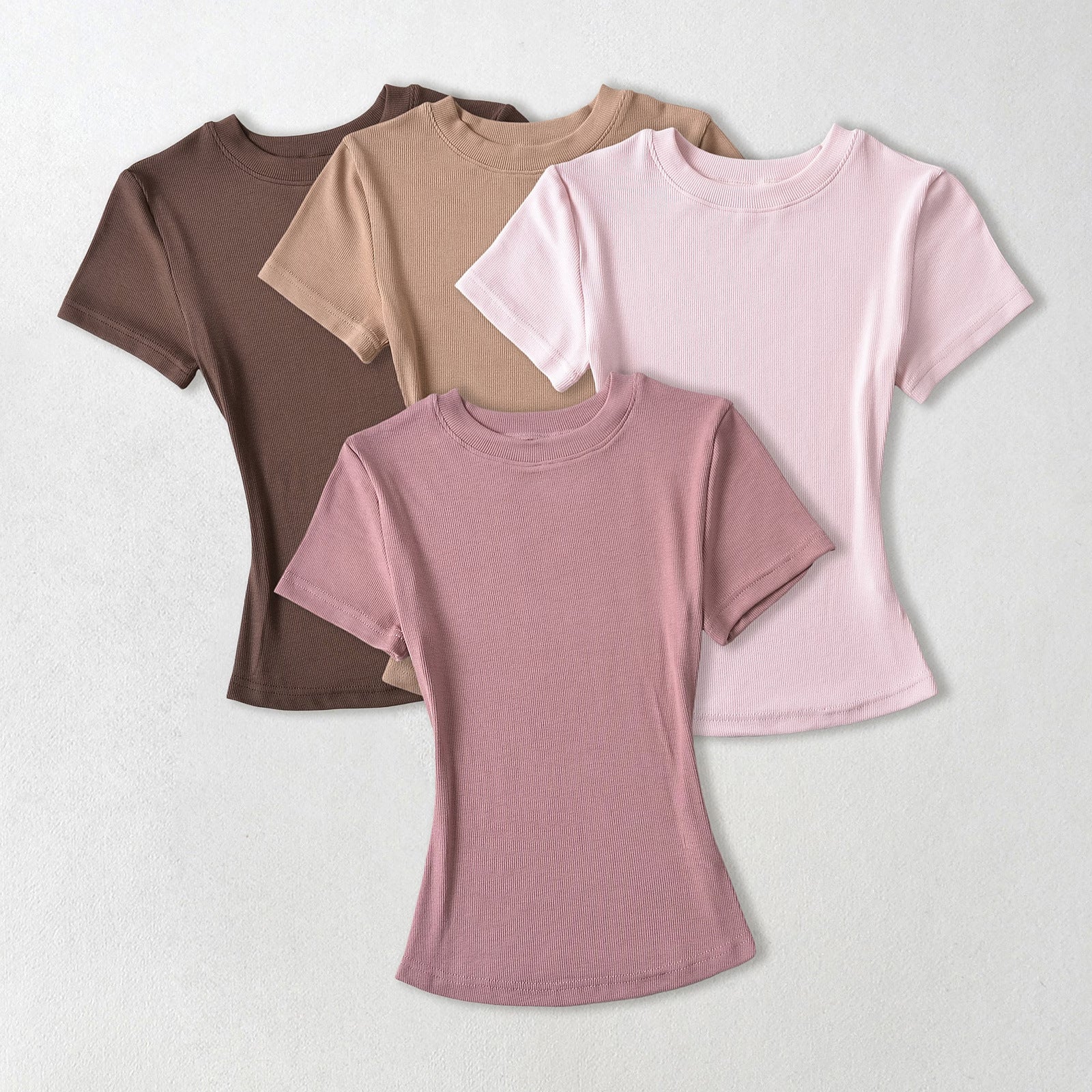 Slimming round-neck pullover short-sleeved T-shirt