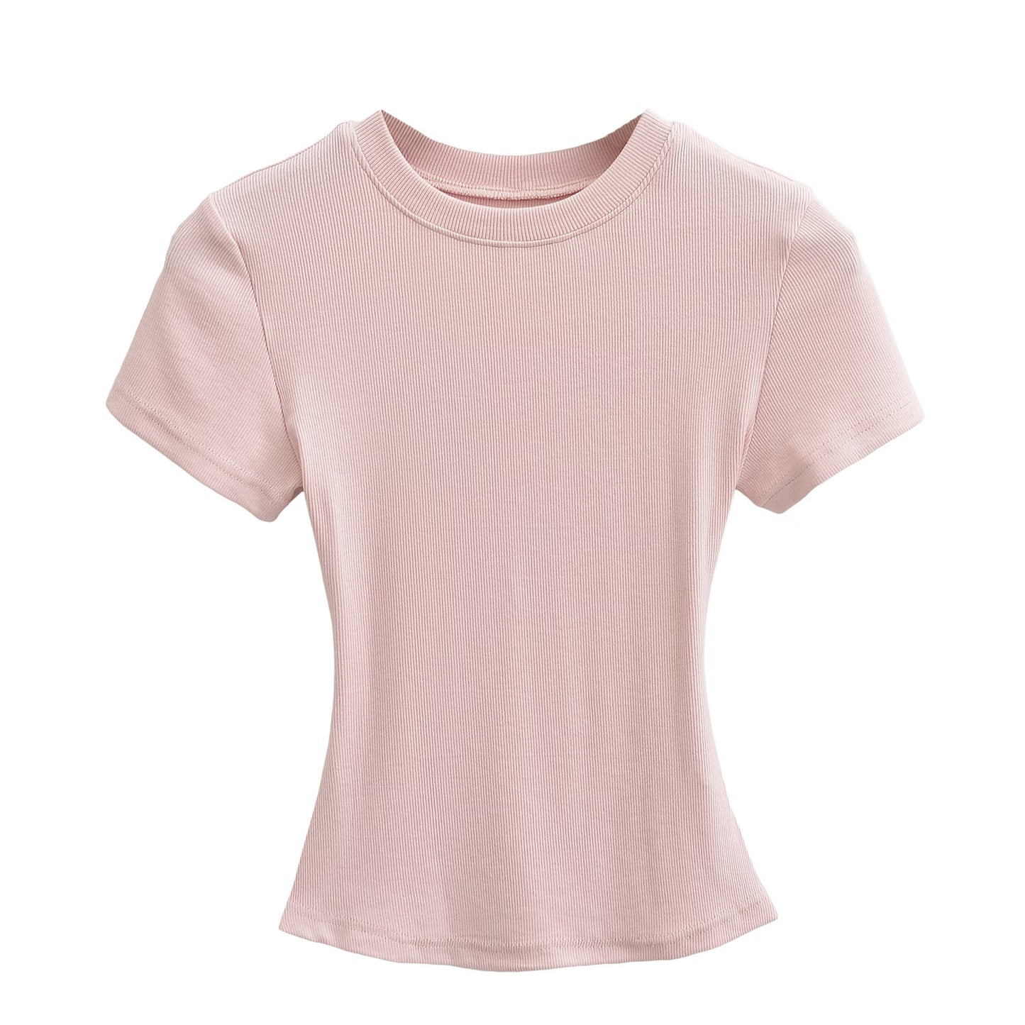 Slimming round-neck pullover short-sleeved T-shirt