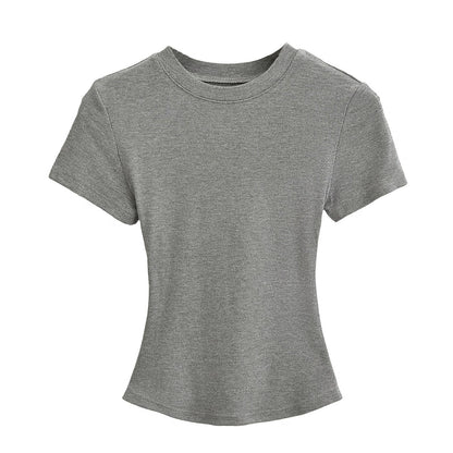 Slimming round-neck pullover short-sleeved T-shirt