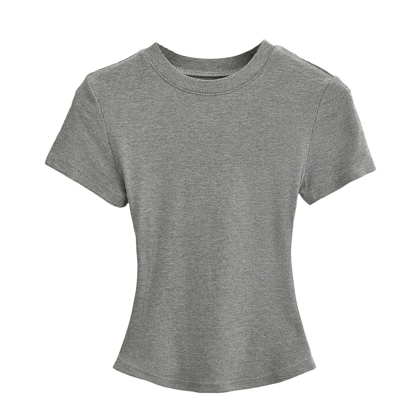 Slimming round-neck pullover short-sleeved T-shirt