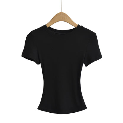 Slimming round-neck pullover short-sleeved T-shirt