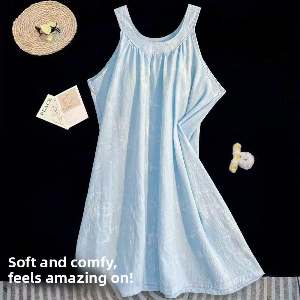 Sling Nightgown Thin Cute Sweet Pajamas with Chest Pad
