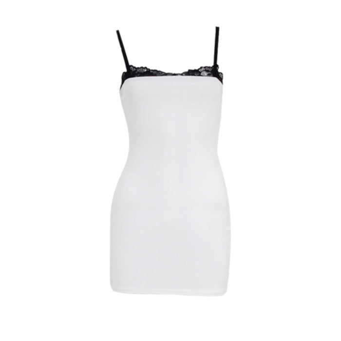 Sling Style Lace Contrast Bodycon Dress