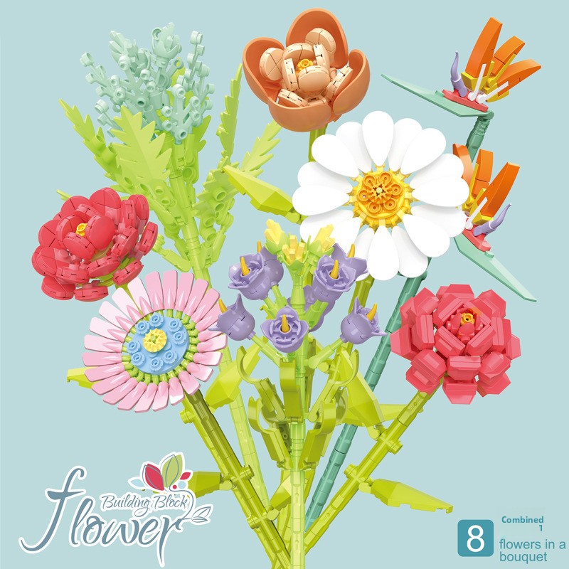 Small Building Blocks Flower Toys for Children