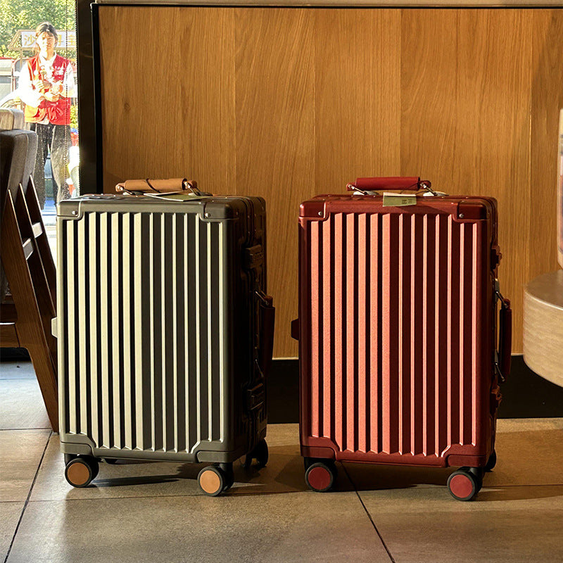 Small carry-on suitcase with aluminum frame handle