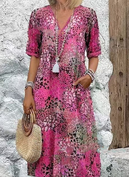 Small floral long-sleeved shirt with lace trim dress