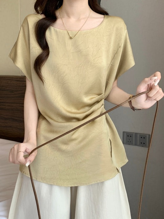 Small-sleeved straight-shoulder short-sleeved shirt