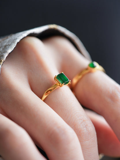 Small Square Jade Ring for Women