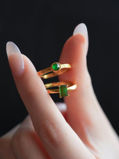 Small Square Jade Ring for Women