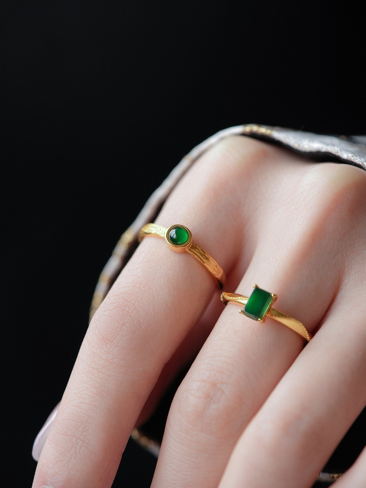 Small Square Jade Ring for Women