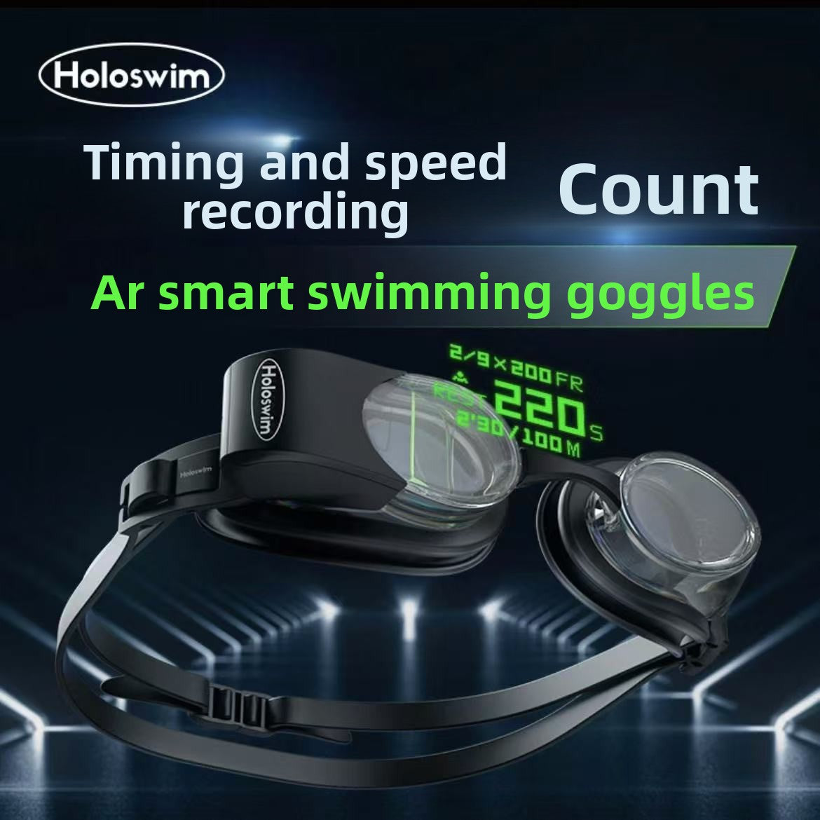 Smart AR Digital Swimming Goggles with Anti-Fog