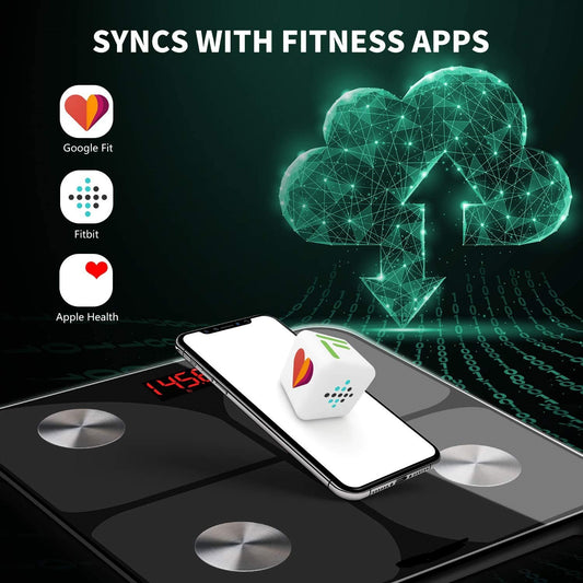 Smart Bluetooth Body Fat Scale with USB Charging and Red Backlight