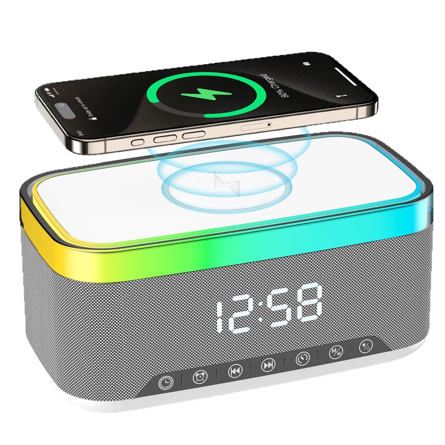 Smart Bluetooth Speaker with Night Light and Wireless Charger