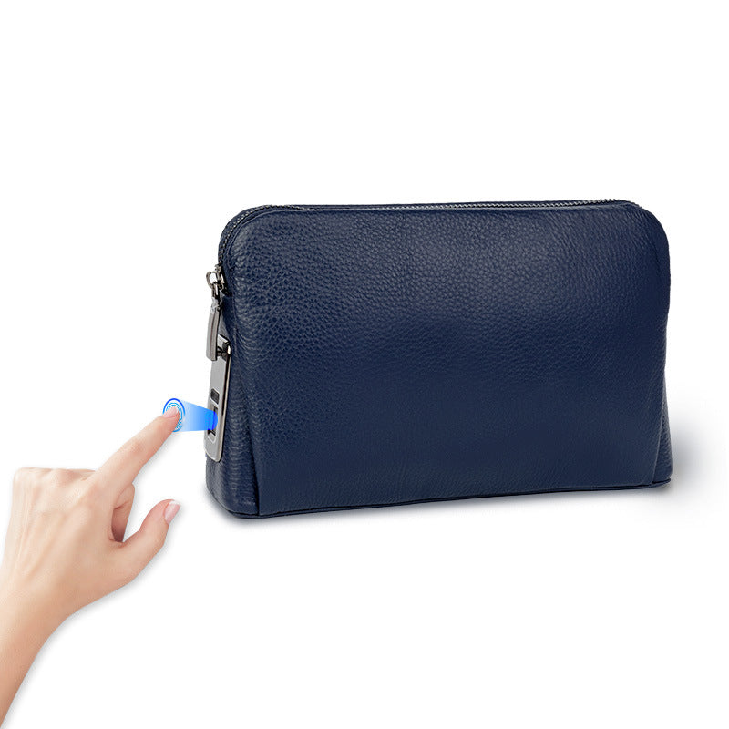 Smart Fingerprint Lock Leather Clutch Bag