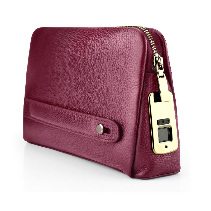 Smart Fingerprint Lock Leather Handbag