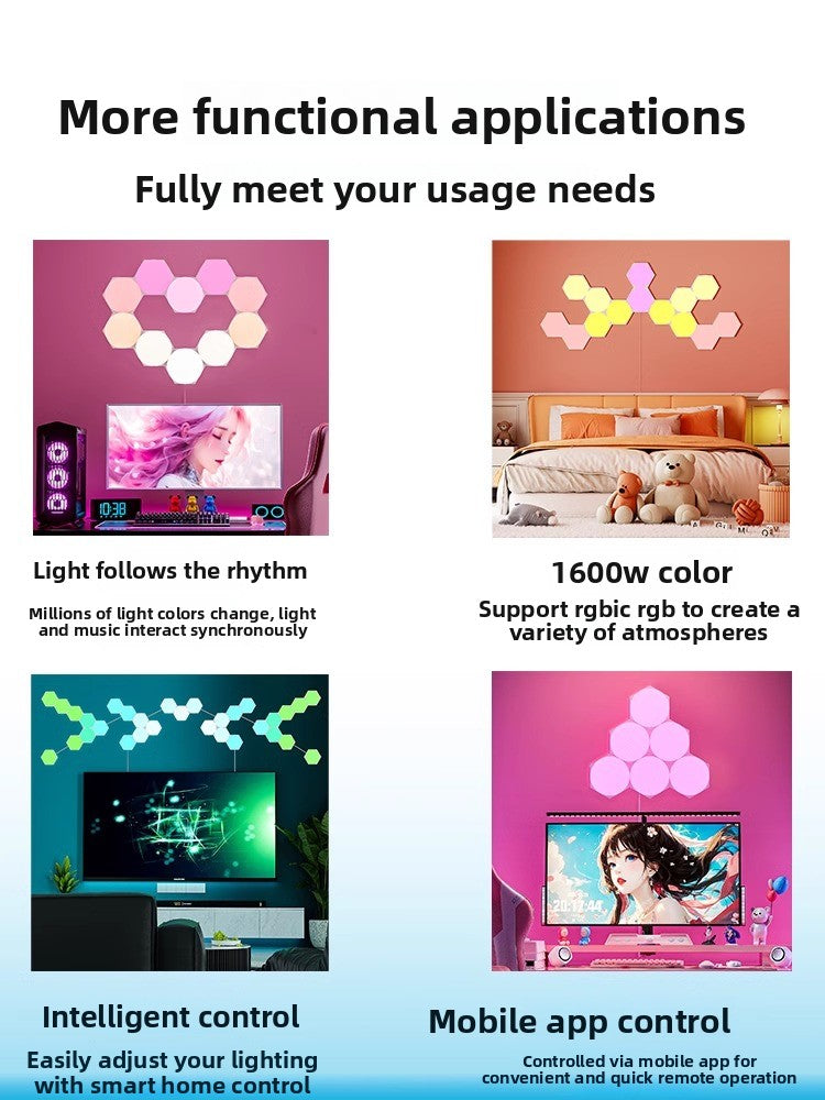 Smart Hexagonal RGB LED Panels with App Control