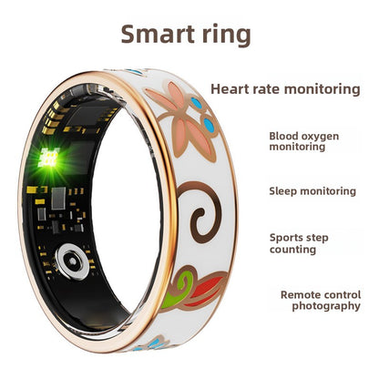 Smart Ring with Glow-in-the-Dark Dragon Pattern, Heart Rate, Blood Oxygen, Sleep, and Activity Tracking