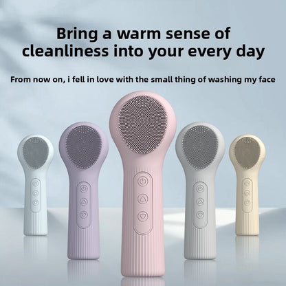 Smart Temperature-Sensing Heating Silicone Facial Cleansing Device