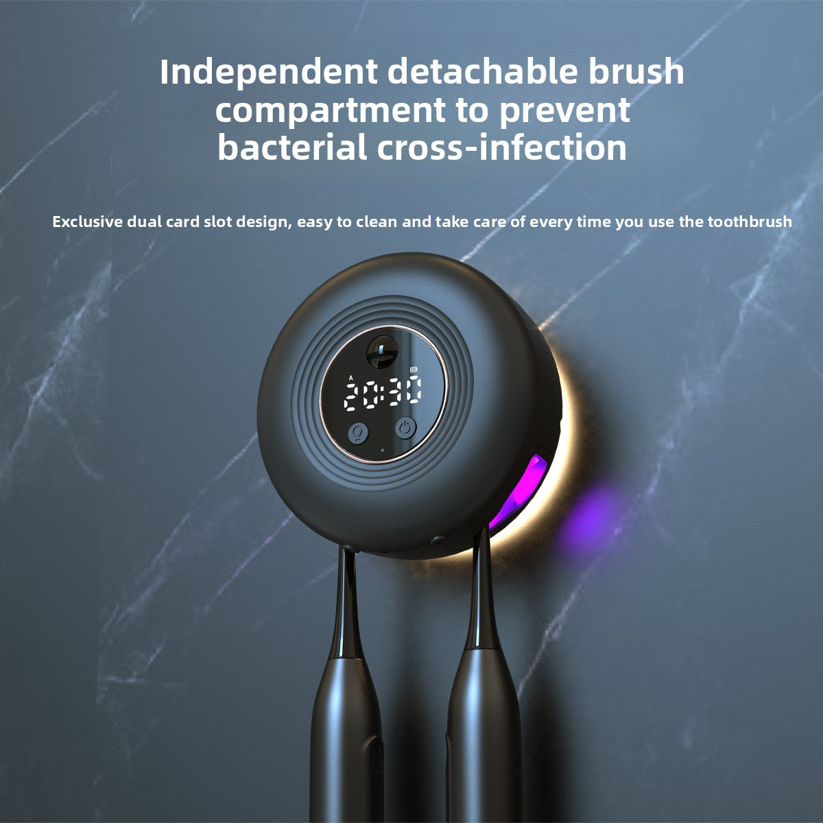 Smart Toothbrush Sterilizer Holder with UV Drying and Night Light
