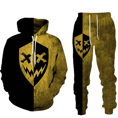 smiley 3D printed men's hooded sweater suit