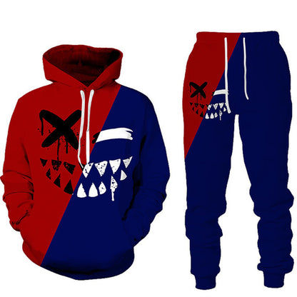 smiley 3D printed men's hooded sweater suit