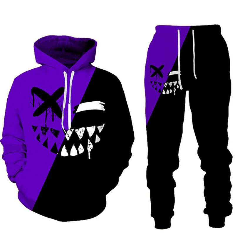 smiley 3D printed men's hooded sweater suit