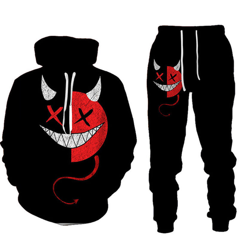 smiley 3D printed men's hooded sweater suit